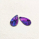 20×35 mm Purple/Black Abalone Shell Teardrop, One-Hole Sew-On Shell on Acrylic Gem (Sold in Pairs)